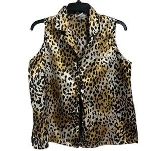 Evandale intimates Medium Sleeveless Button Up Pajama Top Animal Print Leopard